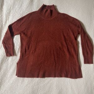 LOFT Oversized Mockneck Ribbed Sweater